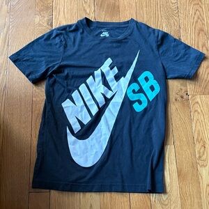 Nike Kids Black and Teal Logo T-Shirt